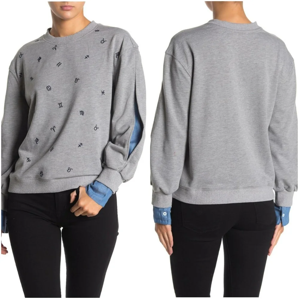 CURRENT AIR Anthro Chic Zodiac Sweatshirt Top - Picture 1 of 9